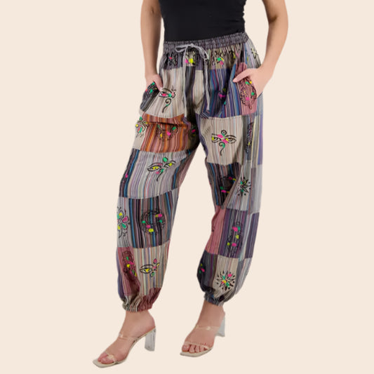 Rainbow Patchwork Stamped Patchwork Pants