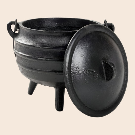 Large Ribbed Cauldron With Lid