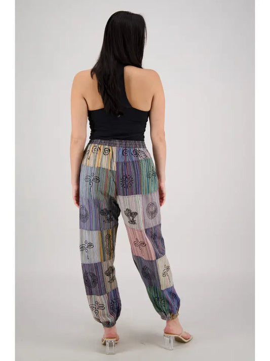 Rainbow Patchwork Stamped Patchwork Pants