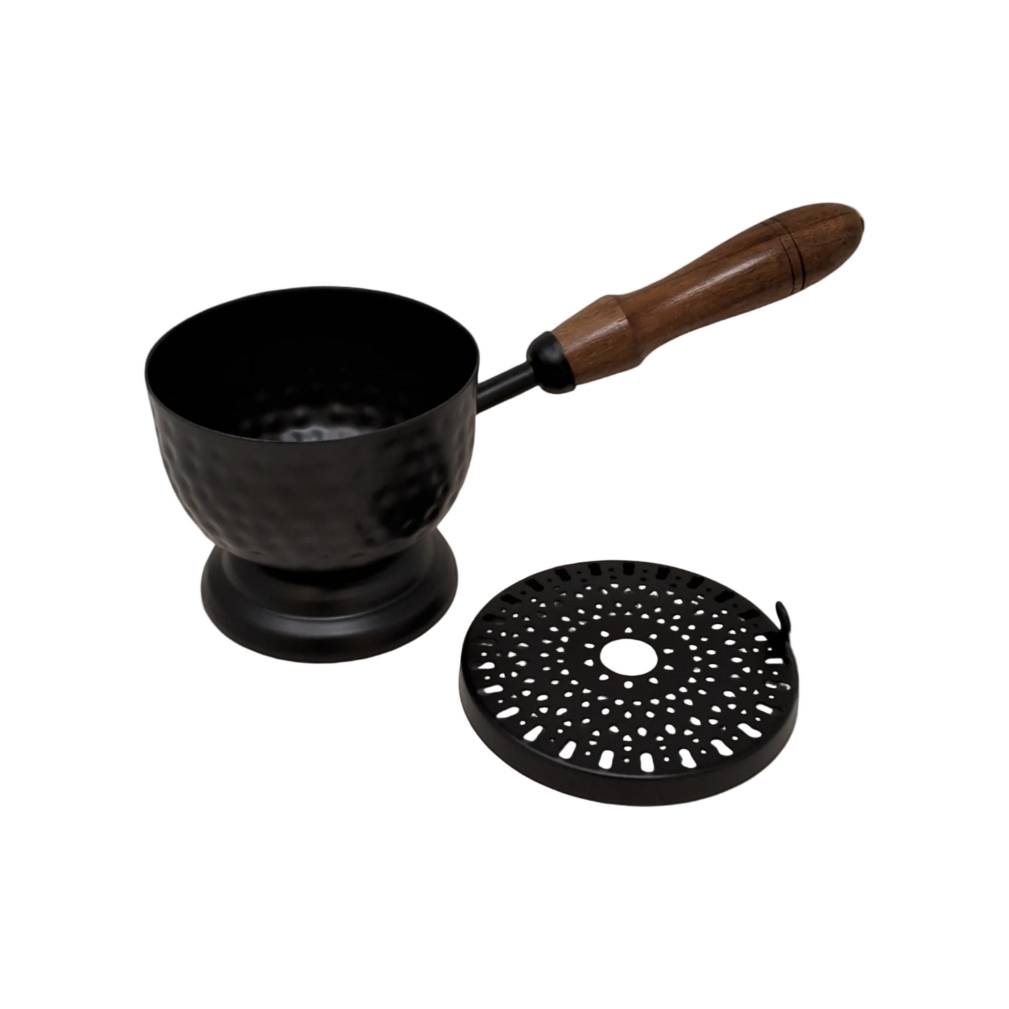 9" Iron Cauldron Burner with Lid & Wooden Handle