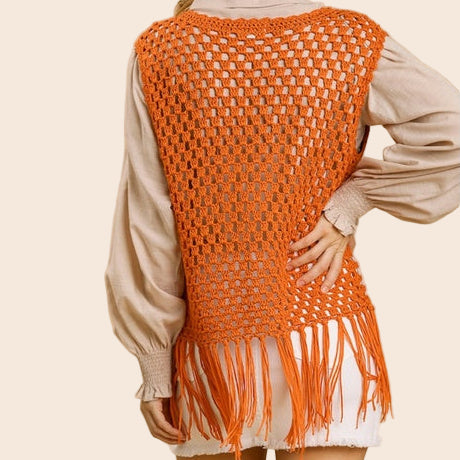 Boho Crochet Fringe Vest