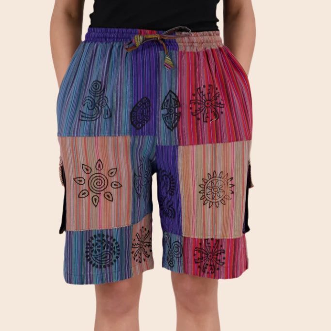 Striped Patchwork Shorts