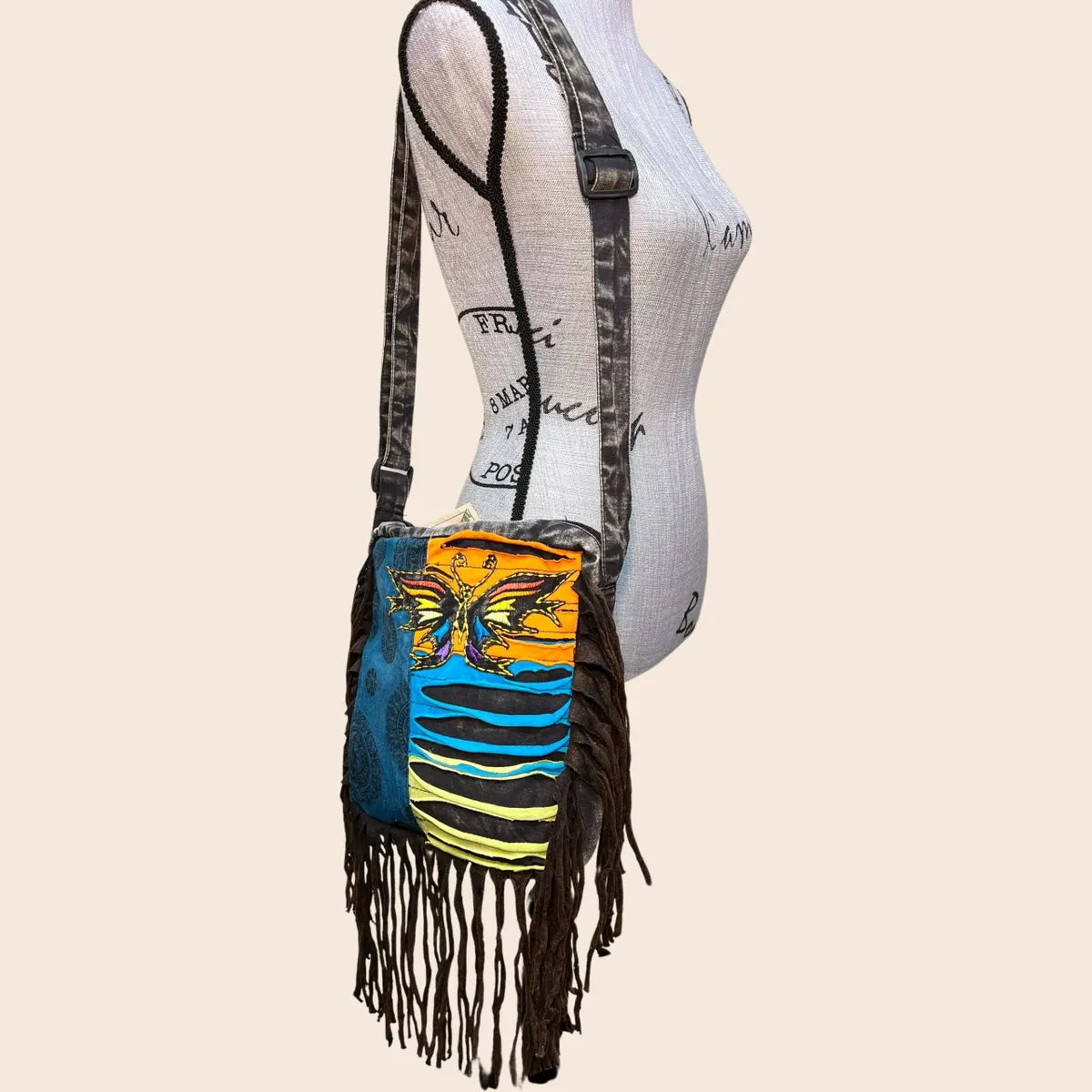 Razor Cut Butterfly Bag with Fringe