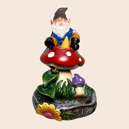 Gnome Sitting on a Mushroom Backflow Burner