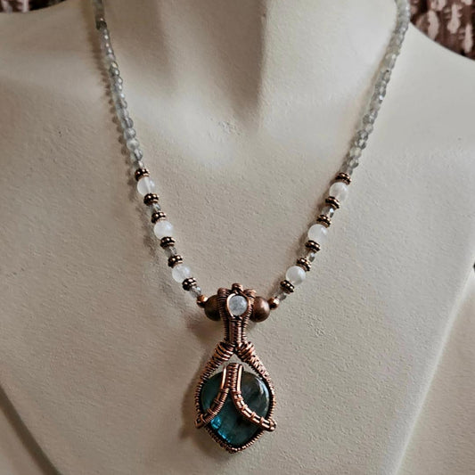 Copper Wrap Labradorite and Moonstone Necklace