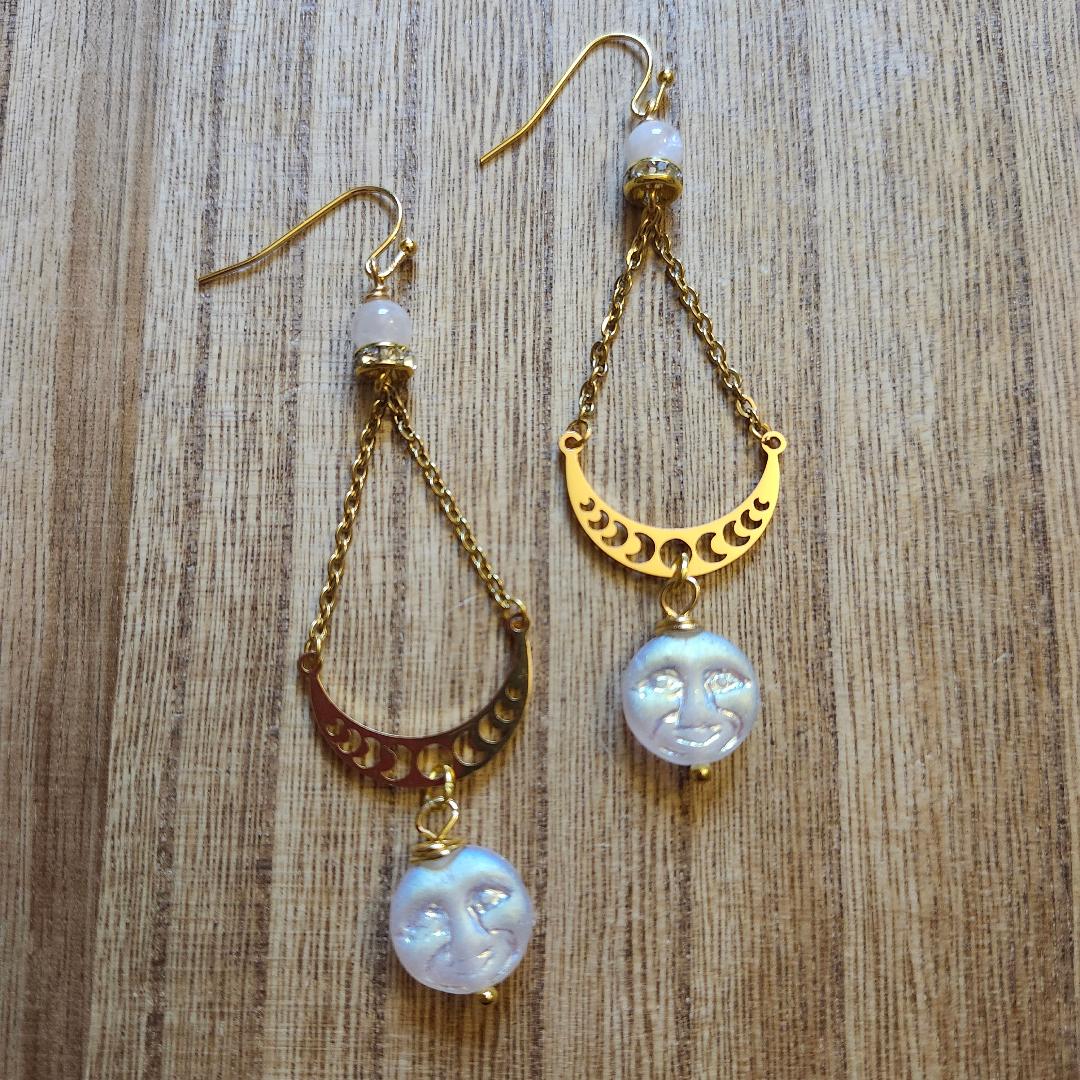Iridescent Moon Earrings