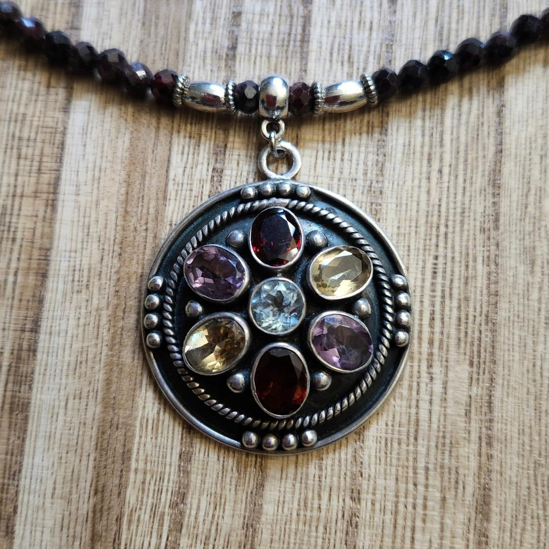 Assorted Gemstone Pendant Necklace