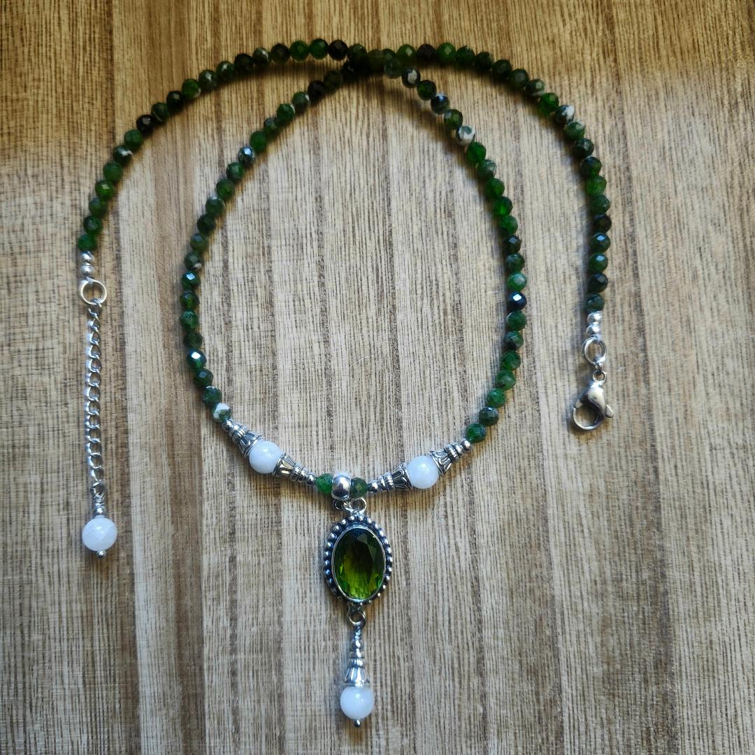 Moonstone and Diopside Necklace