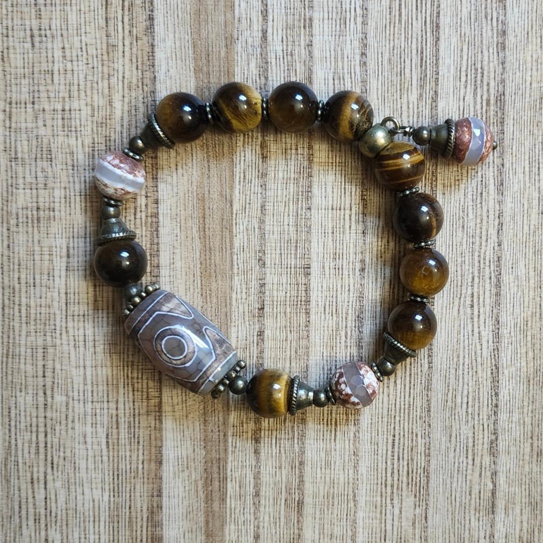 DZI and Tiger Eye Gemstone Bracelet