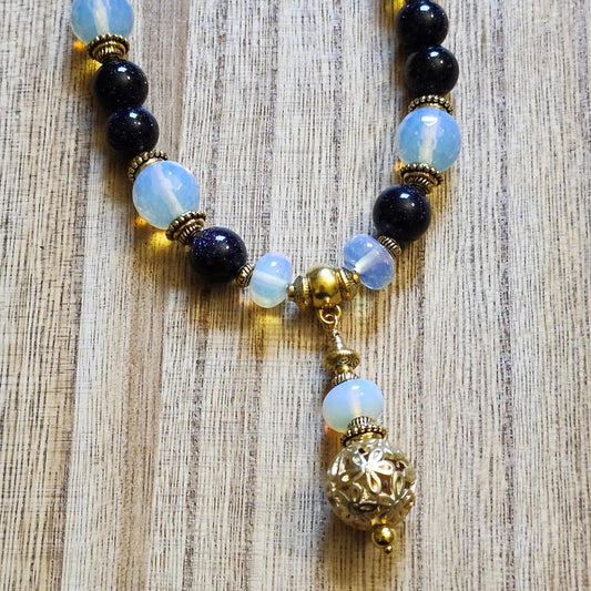 Blue Goldstone and Opalite Necklace