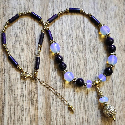 Blue Goldstone and Opalite Necklace