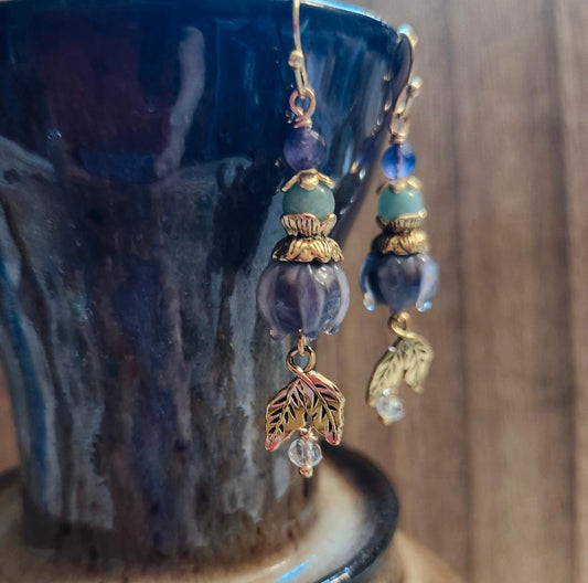 Lampwork Flower Drop Earring