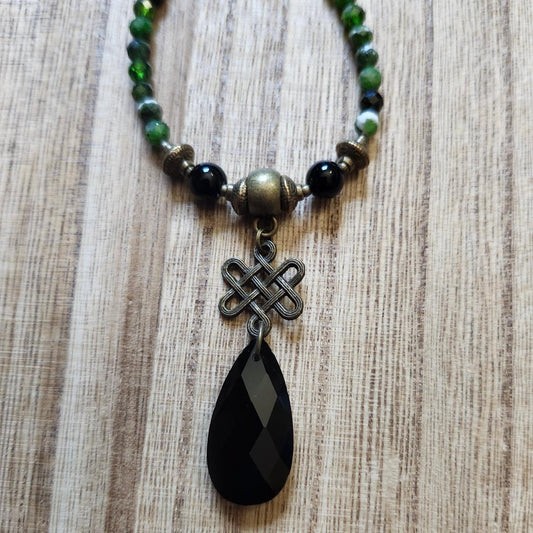 Dolomite and Black Obsidian Necklace