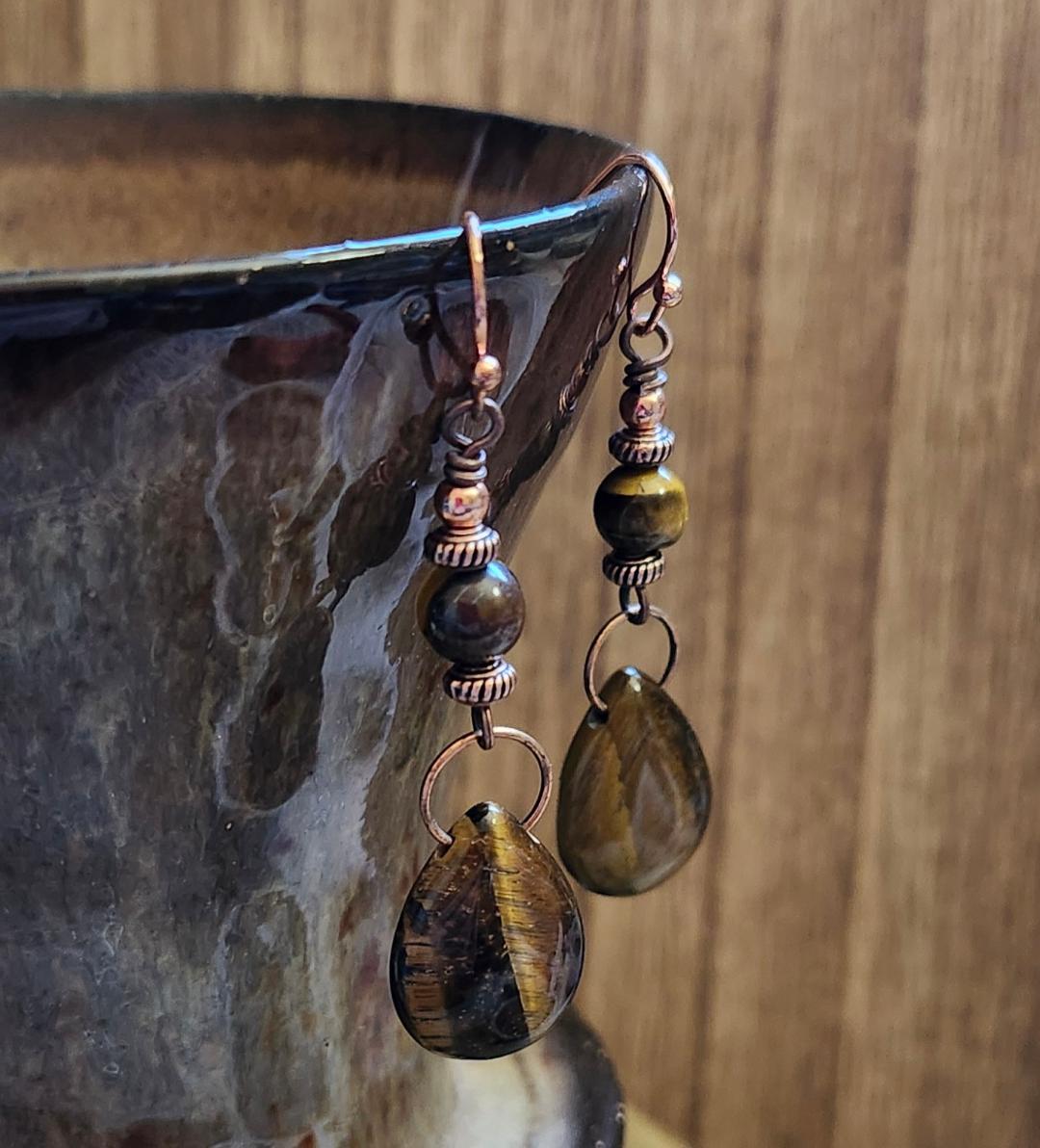 Tiger Eye Drop Earrings