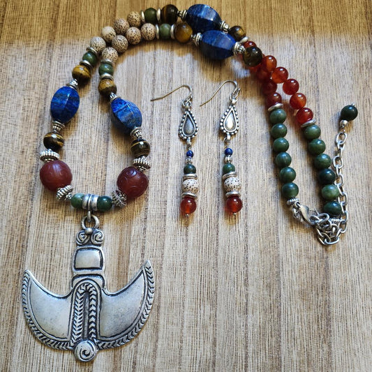 Lotus Seed and Gemstone Earrings