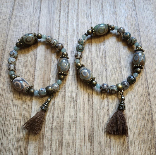 DZI Bead Bodhi Bracelet with Tassel