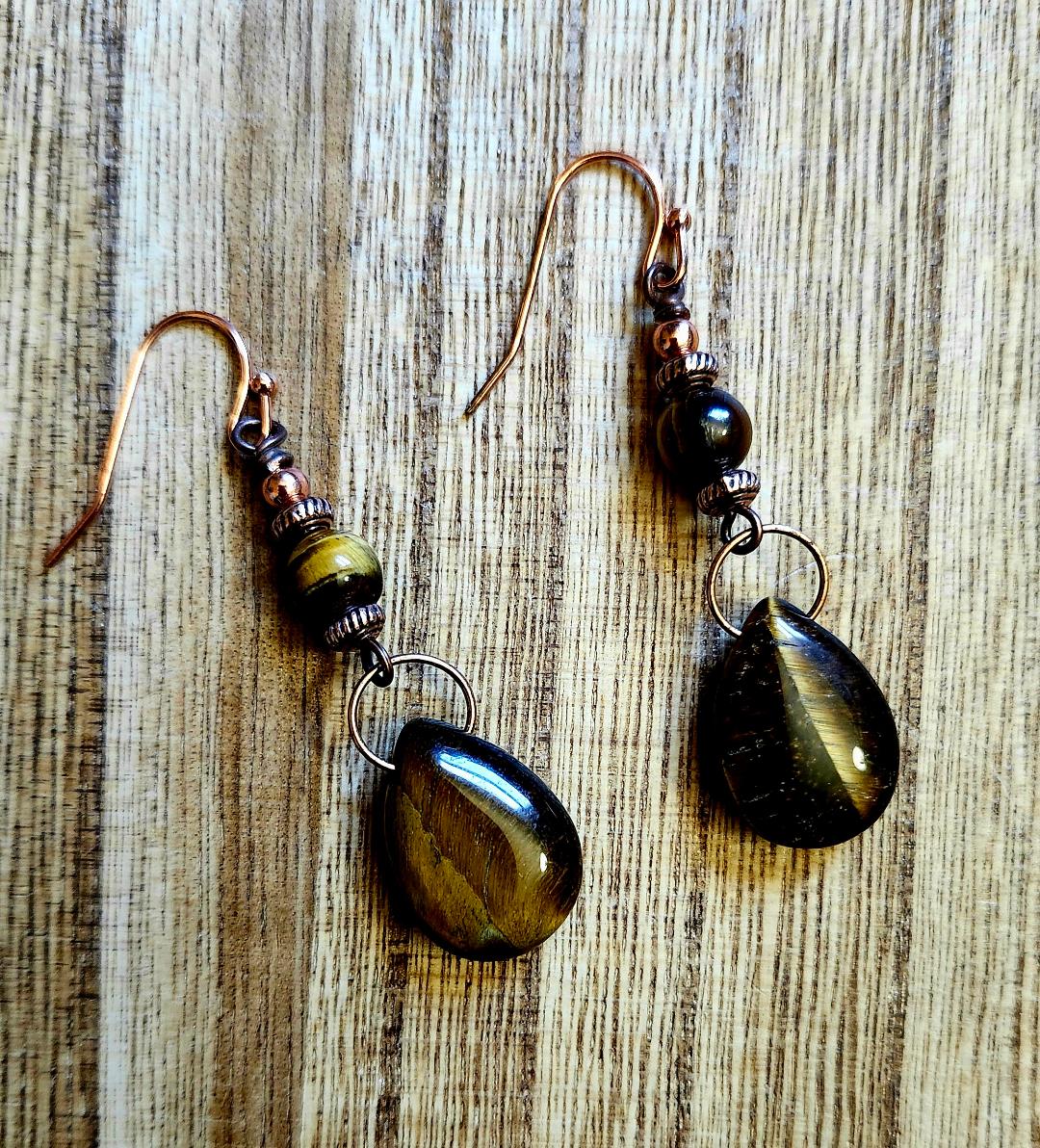 Tiger Eye Drop Earrings