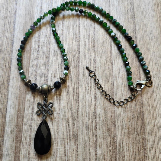 Dolomite and Black Obsidian Necklace