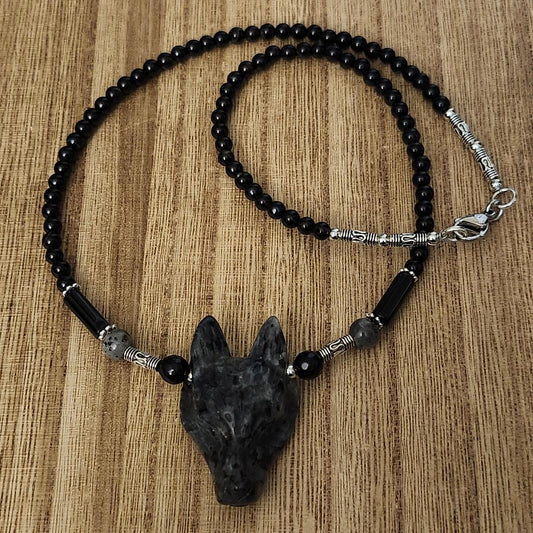 Gemstone Wolf Beaded Necklaces