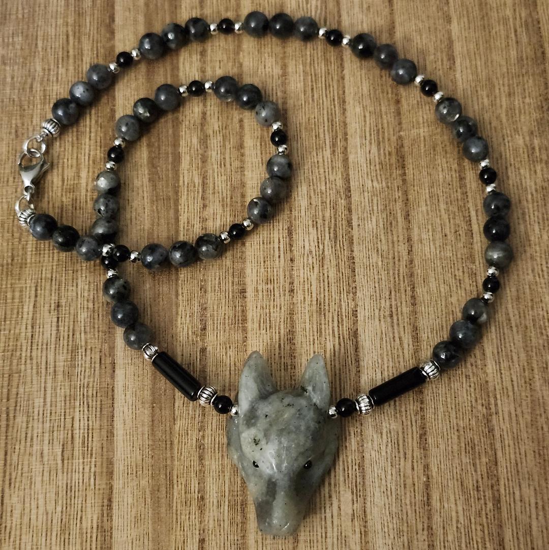 Gemstone Wolf Beaded Necklaces