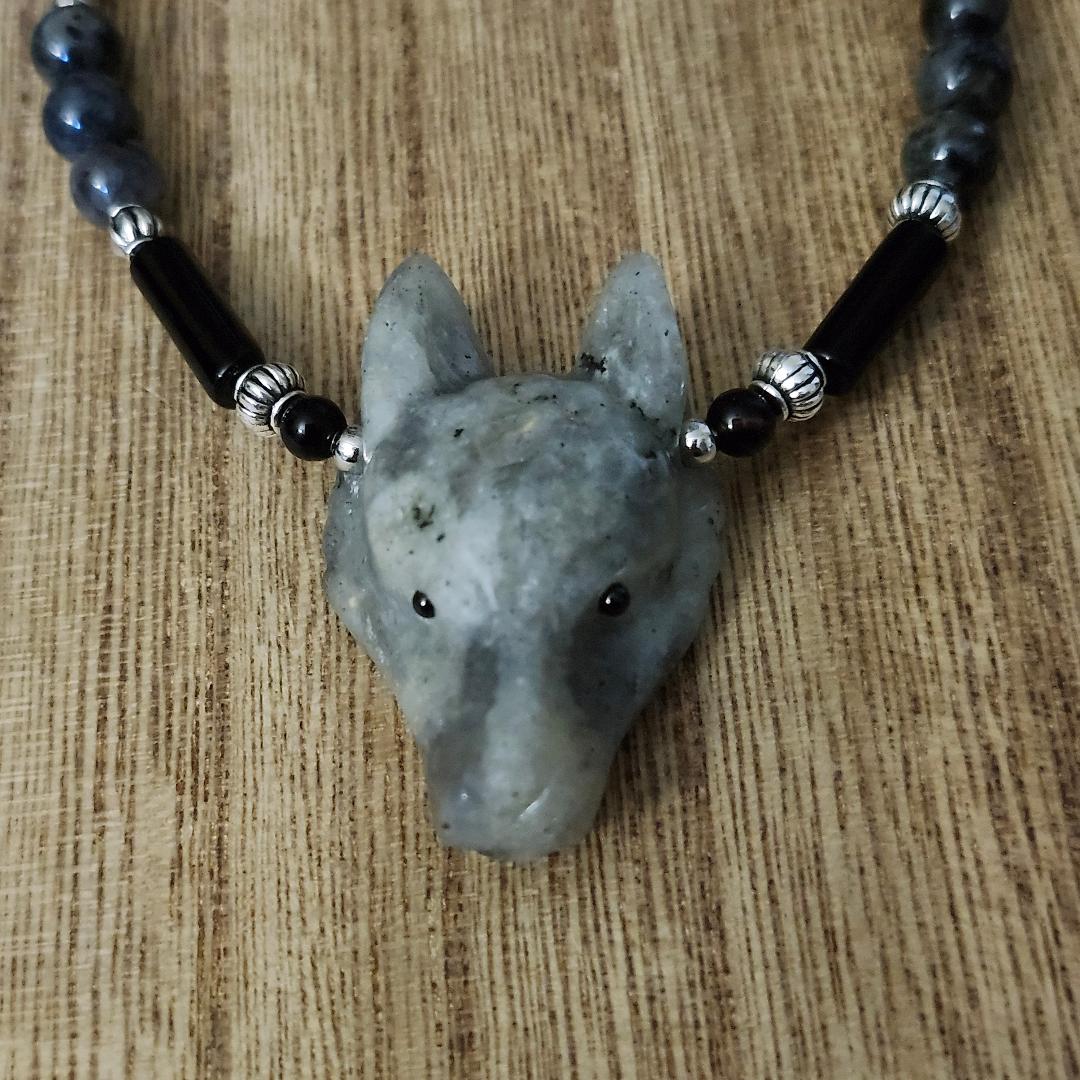 Gemstone Wolf Beaded Necklaces