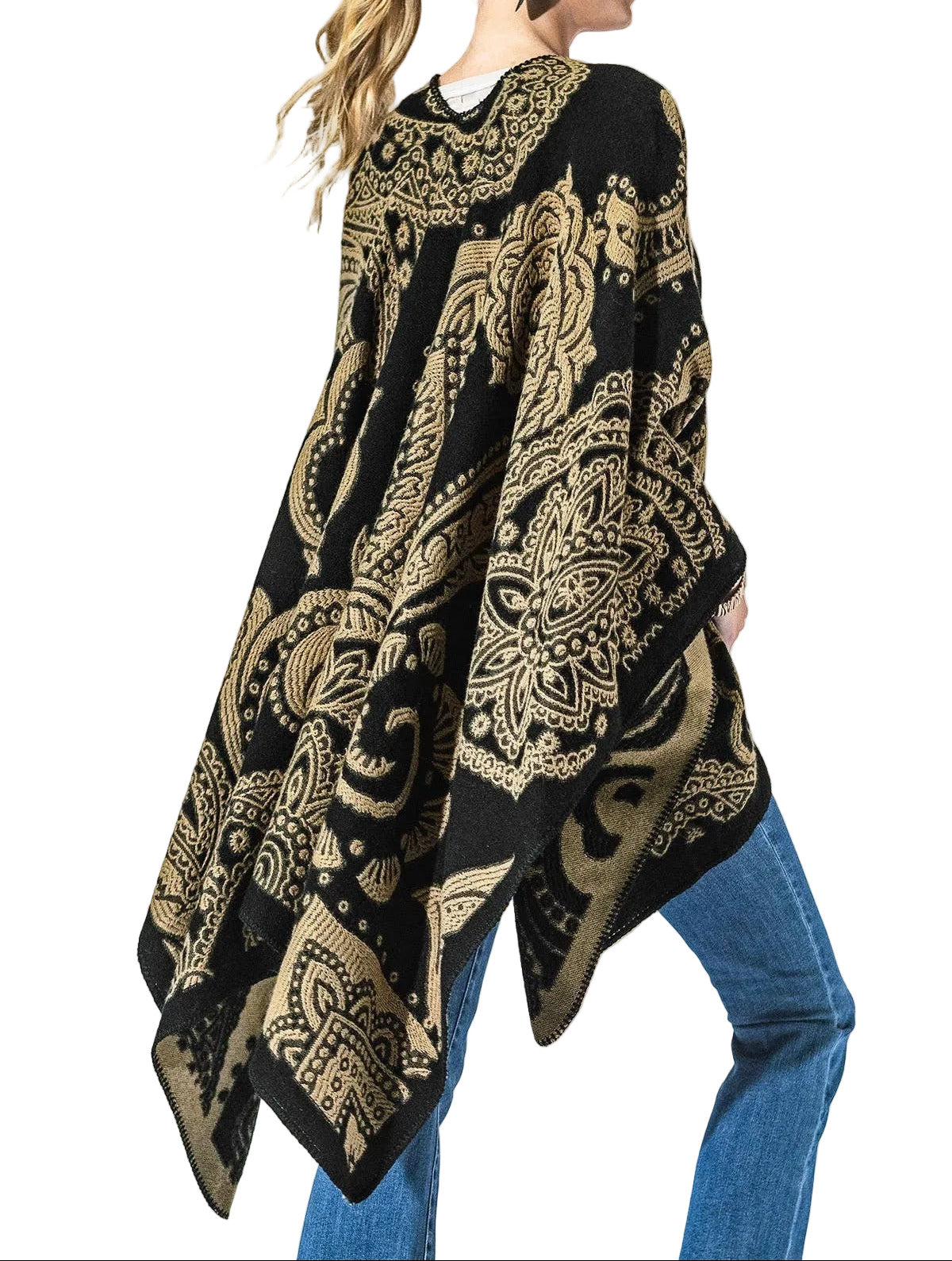 Black and Tan Mandala Kimono