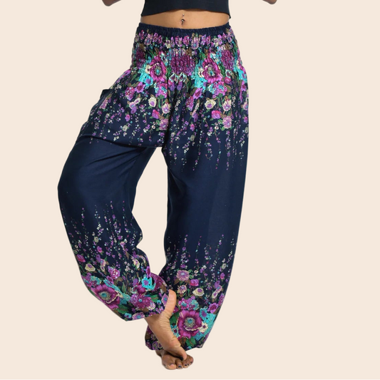 Blue Floral Harem Pants