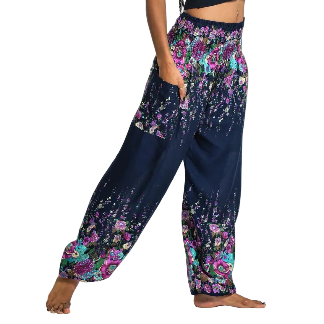 Blue Floral Harem Pants
