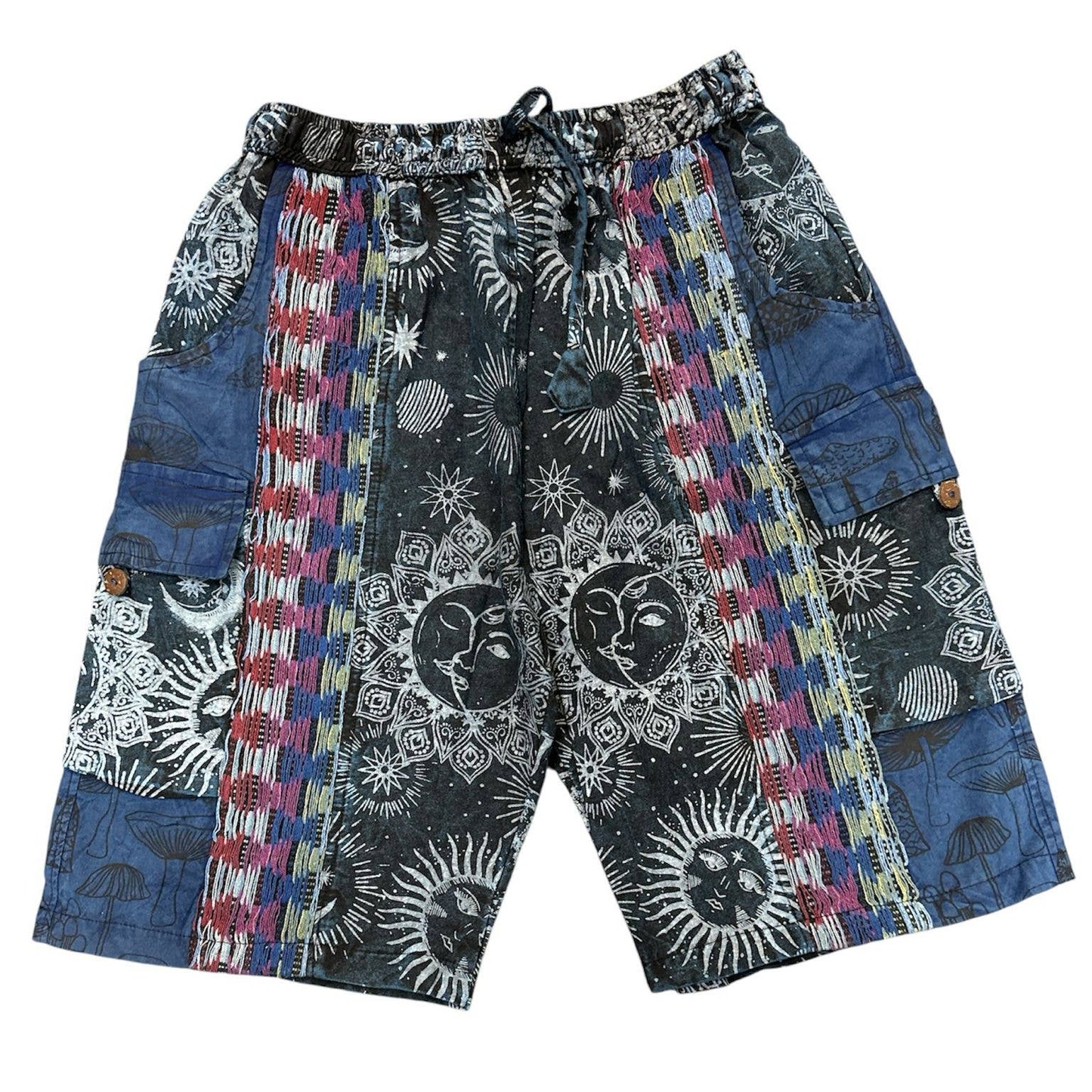 Sun and Mushroom Patchwork Shorts