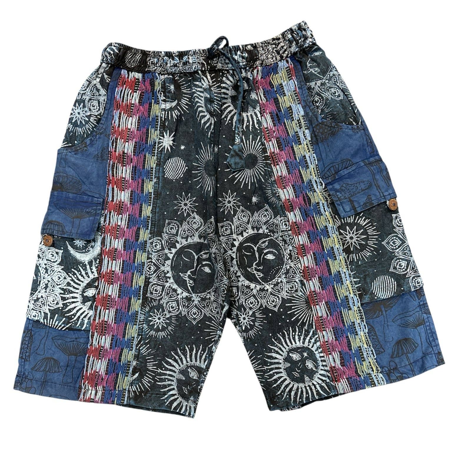 Sun and Mushroom Patchwork Shorts