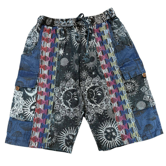 Sun and Mushroom Patchwork Shorts