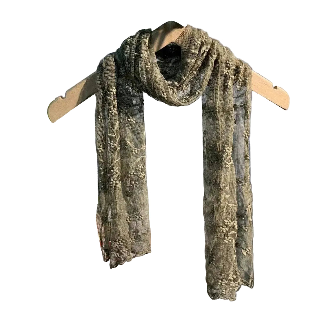Embroidered Lace Small Shawl Scarf