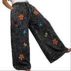 Embroidered Wide Leg Pants