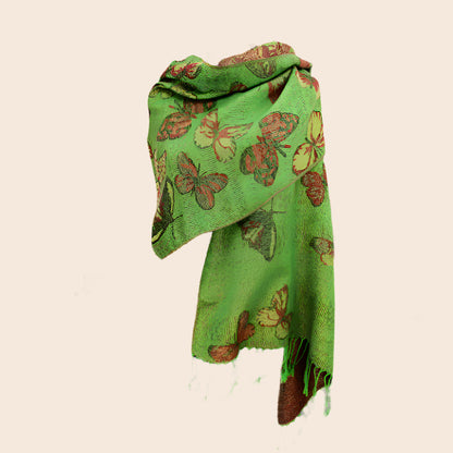 Metallic Butterfly Printed Pashmina Scarf Shawl