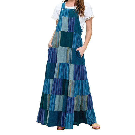 Hippie Boho Print Patchwork Overall Maxi Dress