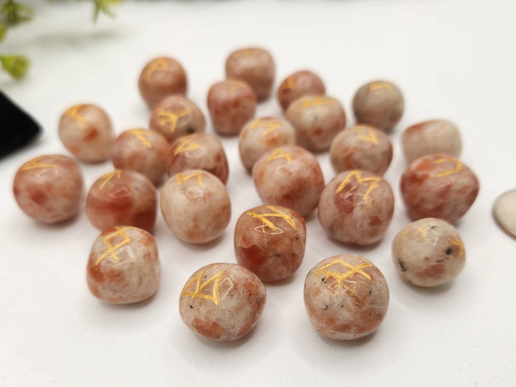 Sunstone Rune Sets with Velvet Pouch