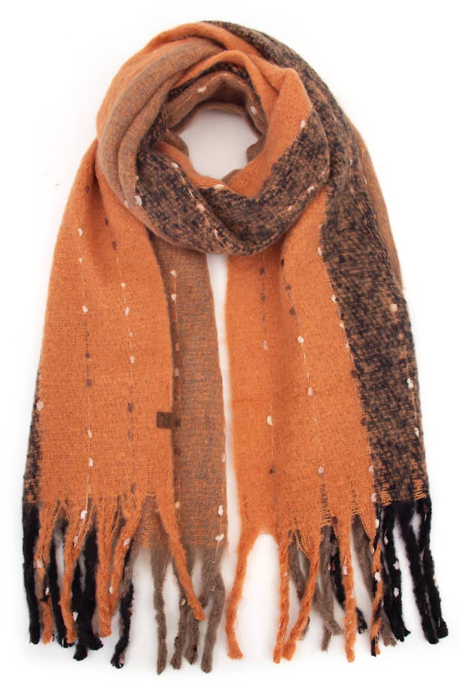 C.C Vertical Multi Color Wide Stripe Woven Winter Scarf