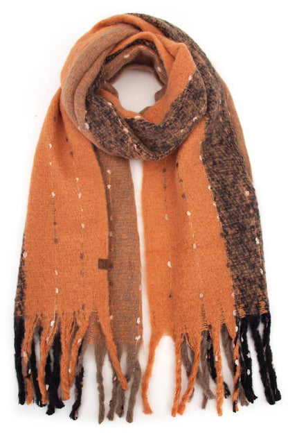 C.C Vertical Multi Color Wide Stripe Woven Winter Scarf