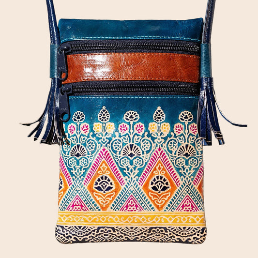 Hand-painted Genuine Leather Cellphone Bag