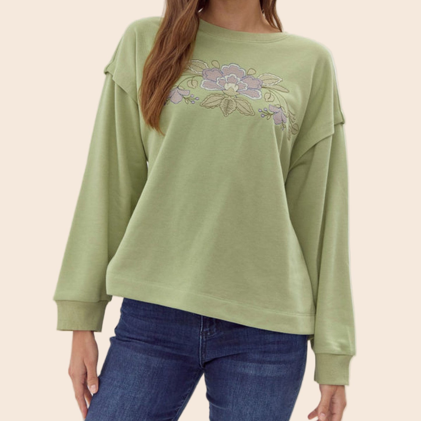 Flower Embroidered Sweatshirt