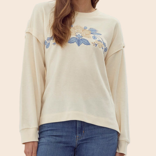 Flower Embroidered Sweatshirt