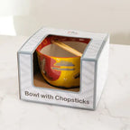 Japanese Crane Design 18oz 5.25"D Bowl With Chopsticks Set
