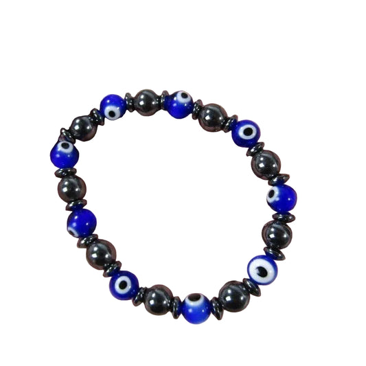 Evil Eye and Hematite Protection Bracelet 8mm
