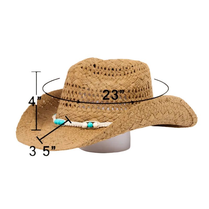 Braided Strap Straw Western Cowboy Hat