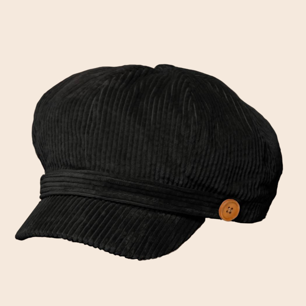 Women's Solid Corduroy Cabbie with Buttons