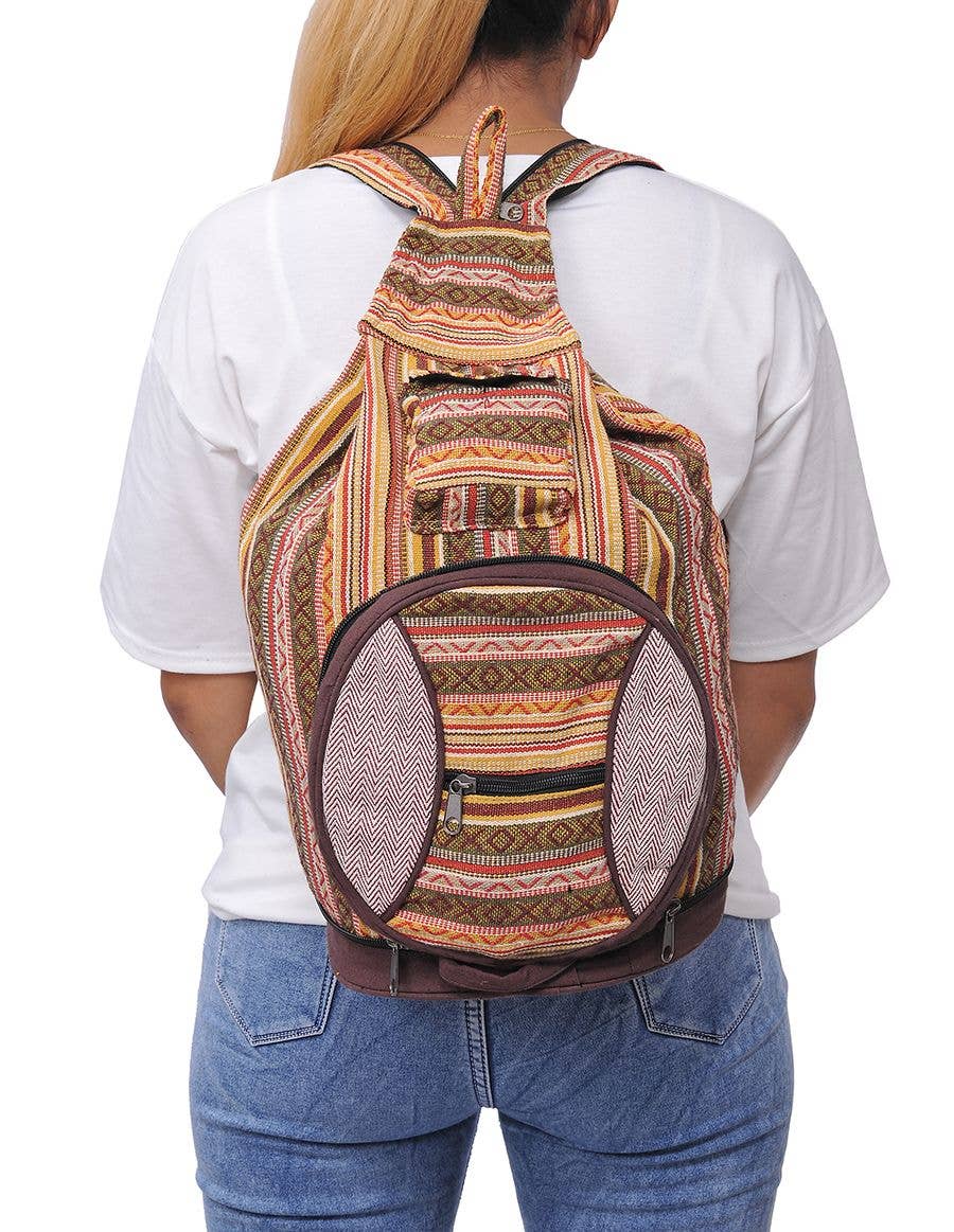 Multicolored Bohemian Hippie Boho Sling Hemp Backpack