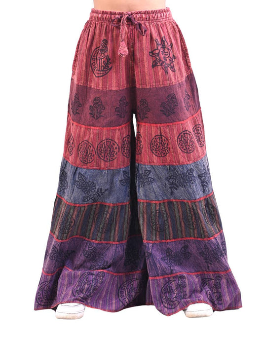 Boho Patchwork Printed Tiered Palazzo Pants