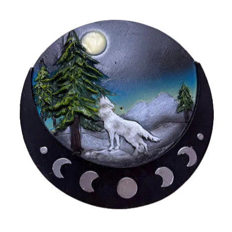 Wolf Round Incense Burner