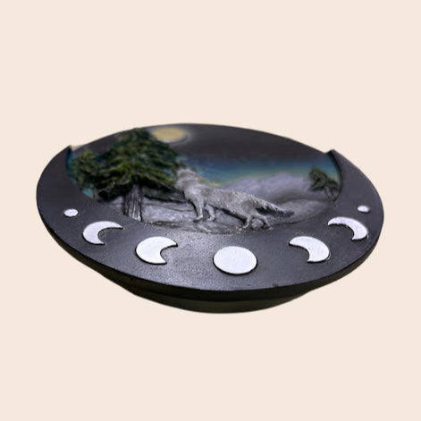 Wolf Round Incense Burner