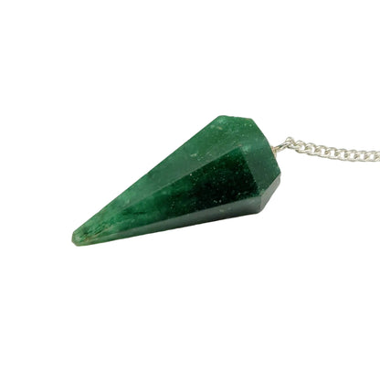 Jade Pendulum w/Chakra Beads-Silver Plate Chain
